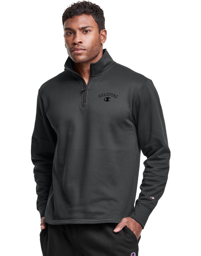 Champion Game Day 1/4 Zip Block Arch Logo - Miesten TummanHarmaat Collegepaita - Suomi 8240937-NU